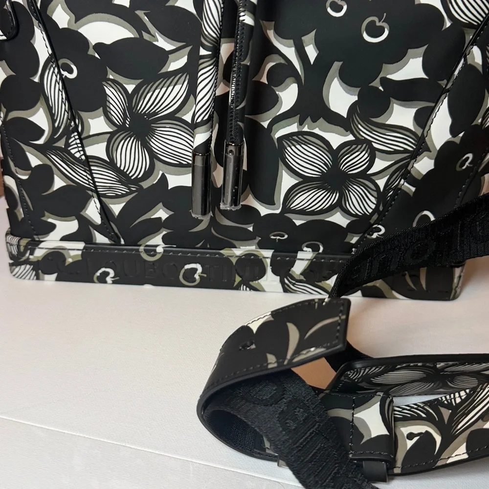 NWT CHRISTIAN LOUBOUTIN Explorafunk backpack. Black and white floral large.